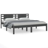Cumpara ieftin Cadru de pat, gri, 200x200 cm, lemn masiv de pin