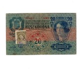 Austro-Ungaria 1913(1919) - 20 korona cu timbru + stampila Serbia