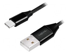 Cablu USB 2.0 A la C 0,3m negru PVC textila foto
