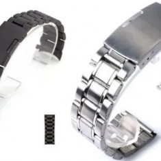 Curea Bratara Ceas Metal Neagra/Argintie 20/22/24mm LATIME smartwatch CALITATEA1