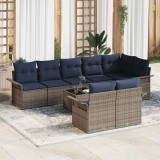 vidaXL Set de canapele pentru grădină 9 pcs Gri poliratan 3354094