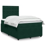 vidaXL Pat box spring cu saltea, verde &icirc;nchis, 120x190 cm, catifea 3292301