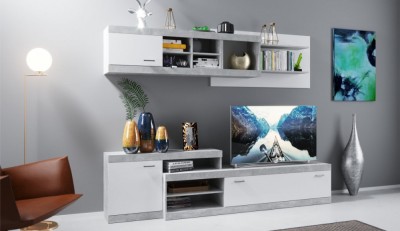 Living Domino Ciment+Alb foto
