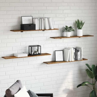 vidaXL Raft pentru cărți 4 pcs Maro 100 x 20 x 1.5 cm Lemn compozit foto