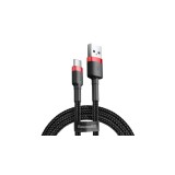 Baseus Type-C USB C Cafule Cablu de date și &icirc;ncărcare 2A 3m roșu negru (CATKLF-U91)