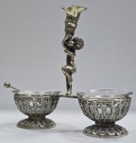 Solnita din argint si cristal, decorata cu amoras, Italia, Secol XIX