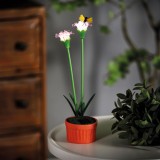 Lampa solara floare violet 10 LED alb cald, 8 x 8 x 32 cm, iluminat decorativ gradina, cu tarus, IP44