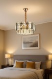 Candelabru Cu Cristale, 9 Surse De Lumina X E27, Finisaj Auriu, &Oslash;400 Mm