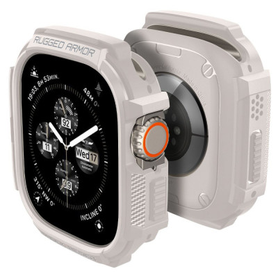 Husa pentru apple watch ultra / ultra 2, spigen rugged armor, dune beige foto