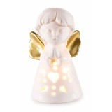 Figurina Inger portelan alb auriu cu led cm 5,5 x 5 x 10 H