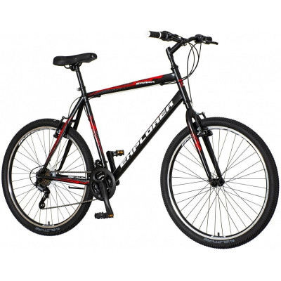Bicicicleta MTB 26 inch, frane V-brake, 18 viteze Power, cadru otel, negru-rosu, Explorer Spark foto
