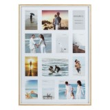 Rama foto decorativa cu paspartu din lemn de stejar, natural, 12 poze, 52.5x72.5 cm, CMCLASS