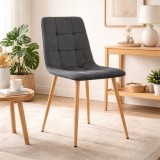 Cumpara ieftin Scaun bucatarie/living, Artool, Kara, catifea, metal, gri si natur, 44.5x50.5x87 cm