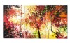 Set 3 piese tablou pictat manual, La fereastra, 150x80cm pictura ulei pe panza in cutit efect 3D