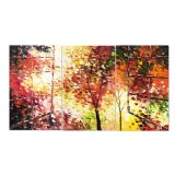 Set 3 piese tablou pictat manual, La fereastra, 150x80cm pictura ulei pe panza in cutit efect 3D