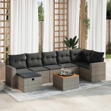 vidaXL Set canapele de grădină cu perne, 8 piese, gri, poliratan 3325798