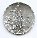 San Marino 1000 Lire 1988 - (First tower) 14.6g/835, V19, KM-227 UNC !!!