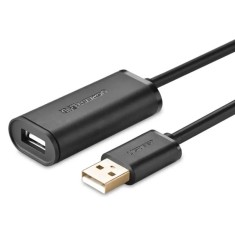 CABLU USB Ugreen prelungitor, &quot;US121&quot; USB 2.0 (T) la USB 2.0 (M), conectori auriti, 15m, negru, &quot;10323&quot; (timbru verde 0.18 lei) - 6957303813230