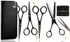 Set profesional GEPARD model de 3 foarfece de tuns : 4,0 + 4,5 + 5,5 foarfece de filat 5,5 + accesor foto