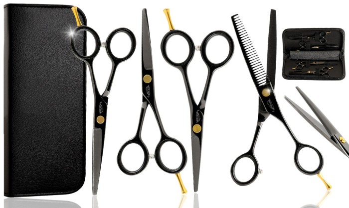 Set profesional GEPARD model de 3 foarfece de tuns :&nbsp;4,0 + 4,5 + 5,5 foarfece de filat 5,5 + accesor