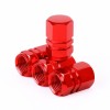 Set 4 capace hexagonale decorative pentru valva auto, Aluminiu, 1.8 cm, Rosu