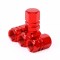 Set 4 capace hexagonale decorative pentru valva auto, Aluminiu, 1.8 cm, Rosu