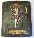 "Invierea" icoana pe lemn Moldova sfarsit de secol 18-inceput de secol 19