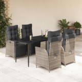vidaXL Set mobilier de grădină cu perne, 5 piese, gri, poliratan 3213423