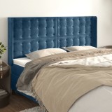 VidaXL Tăblie pat cu urechi albastru &icirc;nchis 163x16x118/128 cm catifea 3120072