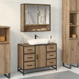 Cumpara ieftin Set de mobilier pentru baie cu sertar 2 pcs stejar artizanal