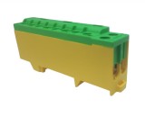 Clema terminala galben-verde PE 80A 690V 2x1,5, -, 10 16 mm &sup2; si 8 x 1,5, -, 6 mm &sup2; derivatie distributie impamantare, montare pe sina, Pollmann