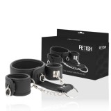 FETISH SUBMISSIVE - VEGAN LEATHER NECKLACE AND HANDCUFFS WITH NOPRENE LINING, FETISH SUBMISSIVE BONDAGE