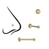 Piercing din Aur 14K pentru Nas, cu Biluta Semirotunda de 2mm &ndash; Prindere prin Presiune, Capat fix de 1mm (fara filet)