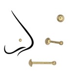 Piercing din Aur 14K pentru Nas, model Bila semirotunda 2mm, Sistem Push cu Bila 1mm