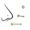 Piercing din Aur 14K pentru Nas, cu Biluta Semirotunda de 2mm &ndash; Prindere prin Presiune, Capat fix de 1mm (fara filet)