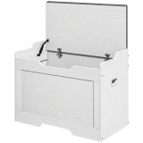 HOMCOM Bancă de Depozitare cu Pernă din Material Textil, Bancă Multifuncțională cu Balama de Siguranță, 75x40x56 cm, Alb | Aosom Romania