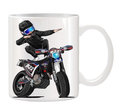 Cana alba personalizata Motociclist, INOVATIX&amp;reg;. 330ml foto