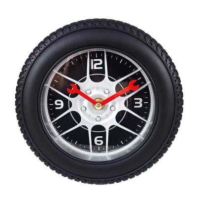 Ceas de Perete Anvelop? MAG WHEEL MINI Negru / Auriu / Argintiu WZ2368 foto