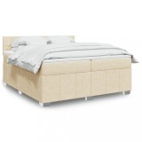 vidaXL Pat box spring cu saltea, crem, 200x200 cm, textil