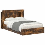 vidaXL Cadru de pat cu depozitare Stejar fumuriu 120 x 190 cm 3433645