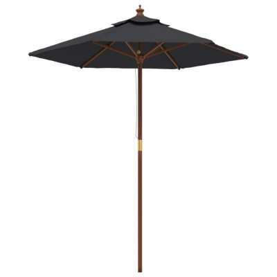 Umbrela de soare de gradina stalp din lemn, negru, 196x231 cm GartenMobel Dekor foto