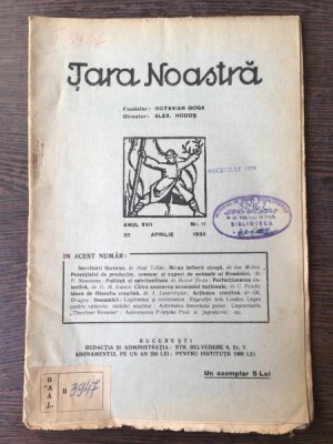 Tara Noastra - Nr. 11 Anul XVII 30 Aprilie 1938 foto