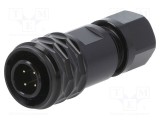 Mufă SA8 tată WEIPU PIN: 4 IP67 4&divide;5mm 3A lipire pe cablu 30V