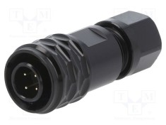 Mufă SA8 tată WEIPU PIN: 4 IP67 4&divide;5mm 3A lipire pe cablu 30V