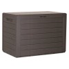 Lada Depozitare Gradina Woodebox Prosperplast, 190L, 78x44x55 cm, Maro Inchis, Imitatie Lemn, Impermeabila