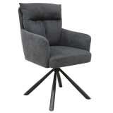 Scaun rotativ living KL Skarlet, metalic, tapitat cu stofa,100 kg, 60x67x93 cm, gri inchis