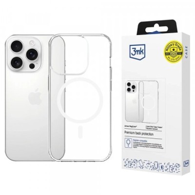 Husa MagSafe pentru Apple iPhone 16 Pro Max, 3MK, Armor MagCase, Transparenta foto