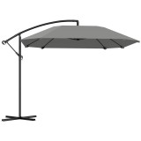 Outsunny Umbrelă laterală 3 m, umbrelă de grădină exterioară &icirc;nclinabilă, bază, manivelă, țesătură poliester 180 g/m&sup2;, Gri &icirc;nchis | Aosom Romania