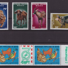 95-BENIN 1976+1979-ANIMALE - serie de 4 timbre nestampilate si streif Pfilex,MNH