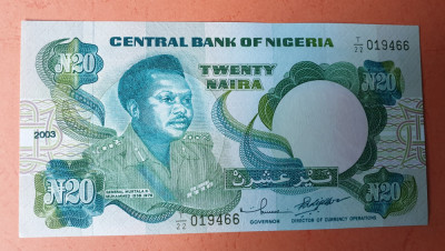 20 Naira 2003 Bancnota veche Africa - Nigeria - stare foarte buna UNC foto